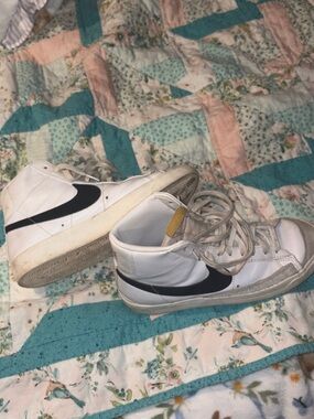 Nike White High-Top Sneakers with Black Swoosh Accent